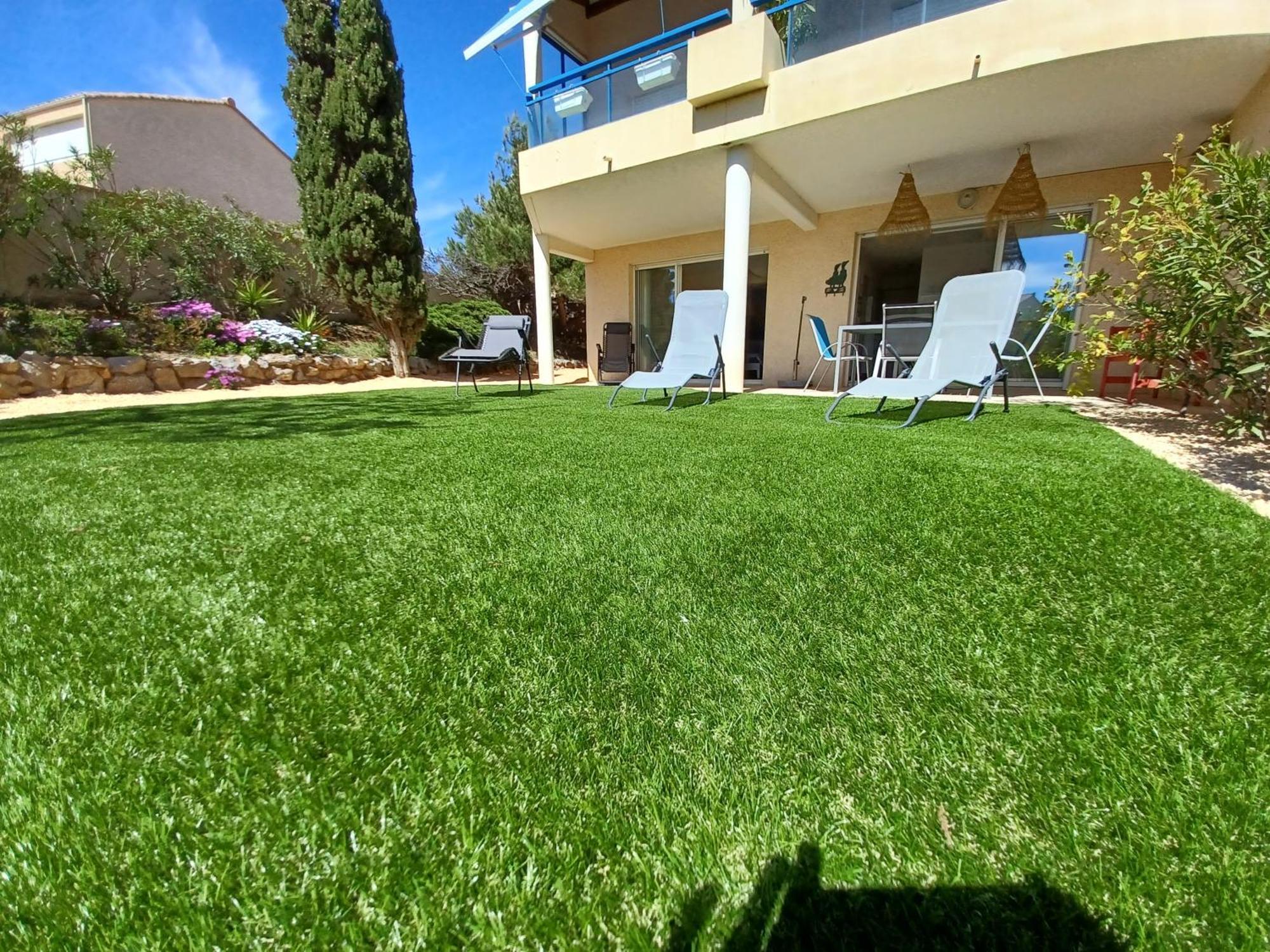 Plain-Pied Jardin 6 Personnes Clim Vue Mer Parking Wifi Terrasse Piscine Dans La Residence Saint-Pierre-la-Mer  Exterior foto