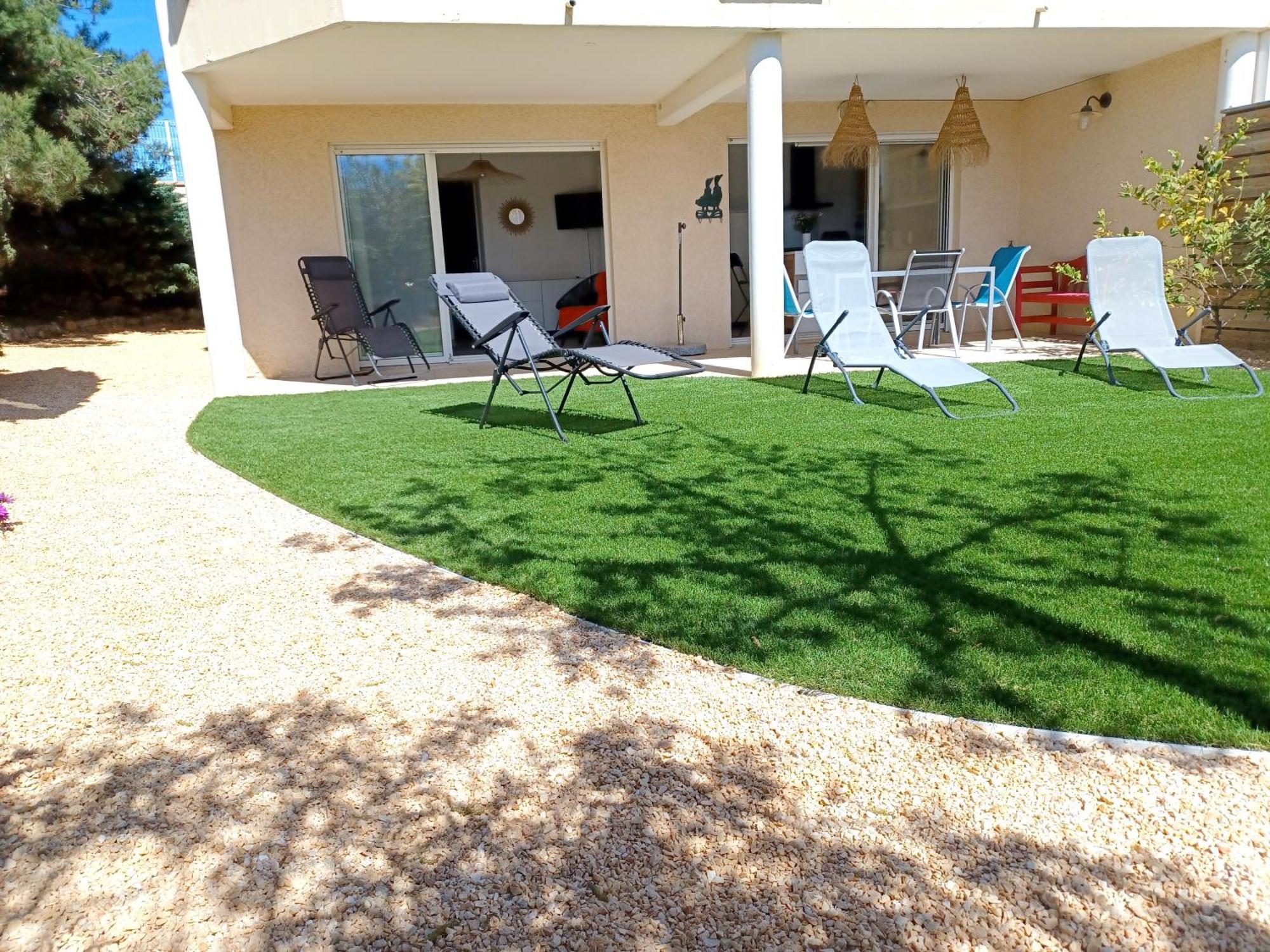Plain-Pied Jardin 6 Personnes Clim Vue Mer Parking Wifi Terrasse Piscine Dans La Residence Saint-Pierre-la-Mer  Exterior foto